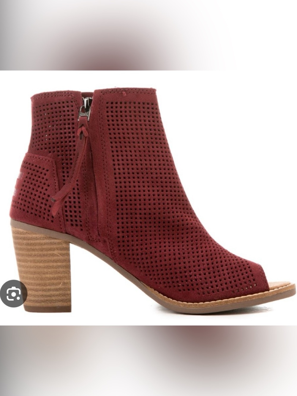 Toms Women's Perforated Open-Toe Suede boots- Burgundy